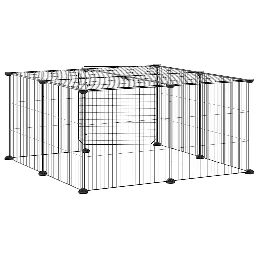 Gabbia per Animali 12 Pannelli con Porta Nero 35x35 cm Acciaio 3114054