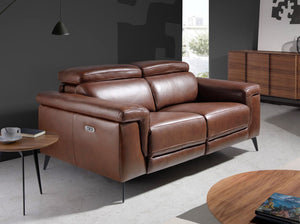 Divano relax a 2 posti in pelle marrone