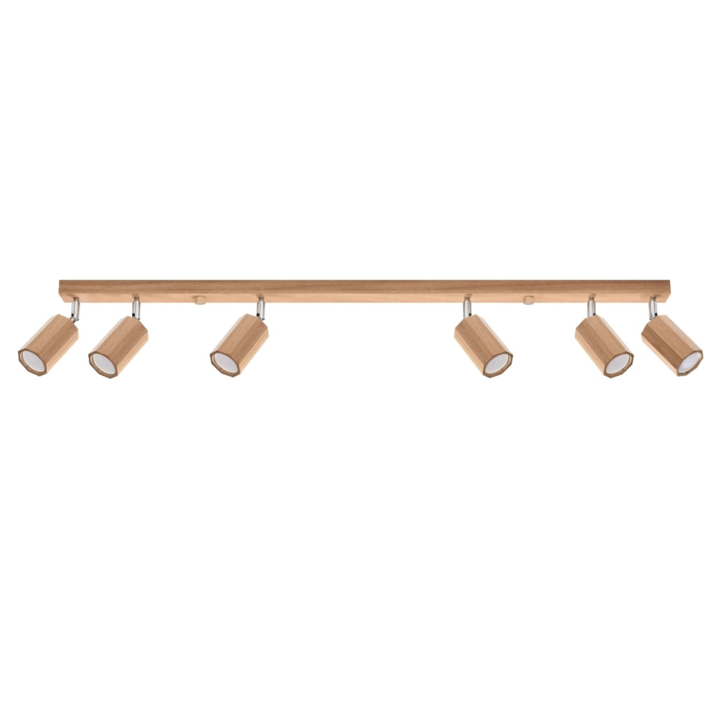 Lampada da soffitto scandinava a 6 luci in legno di quercia ZEKE GU10 LED IP20