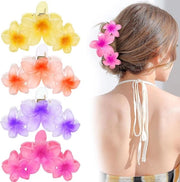 Accessori per capelli hawaiani con presa forte - set da 4 - per capelli spessi - estate - fiori di hibisco e plumeria - accessori per capelli per donne.