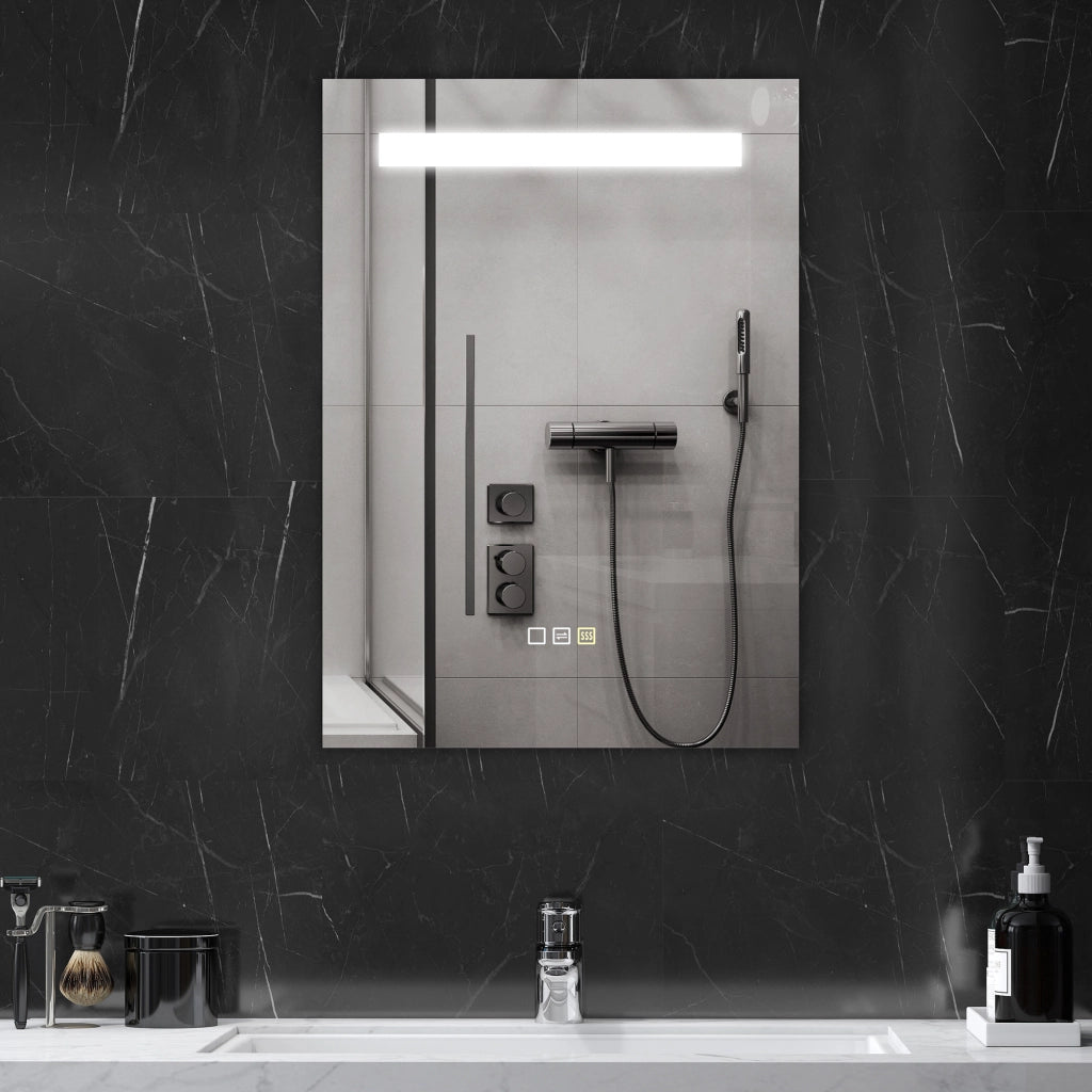 Specchio da Bagno con Luce LED 70x50 cm Antivaho 3 Colori ¨C zephmum ¨C Bianco