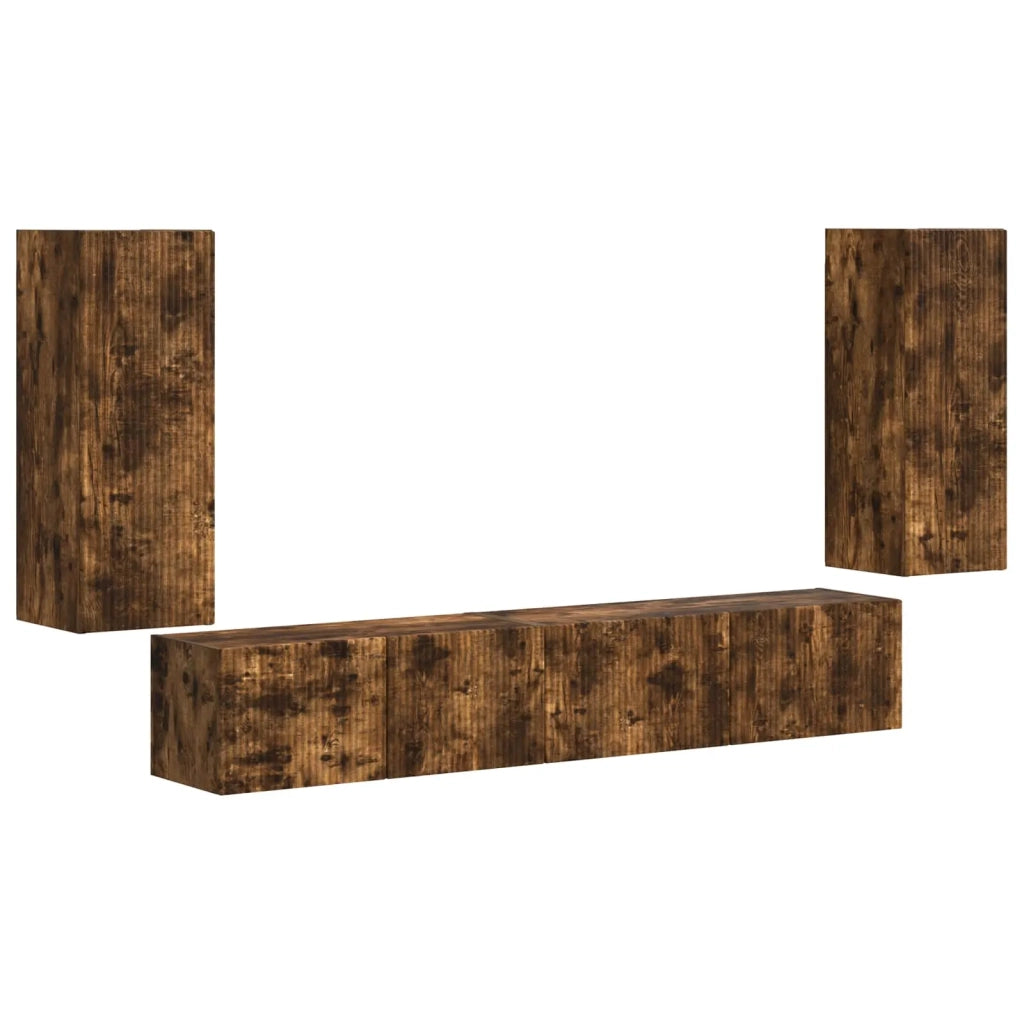 Set mobile TV 4 pcs Rovere fumé Legno multistrato