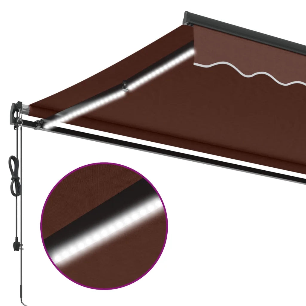 Tenda da Sole Retrattile Automatica con LED Marrone 400x350 cm