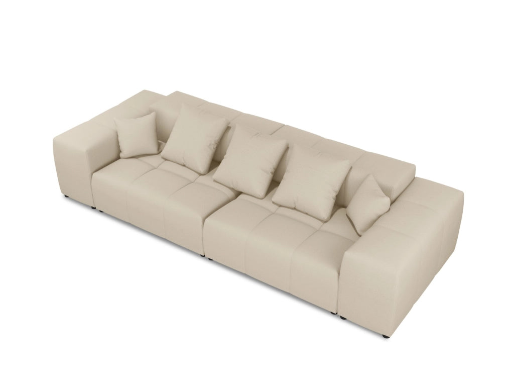 Cosmopolitan Design - Divano modulare "Rome" 3 posti in tessuto strutturato beige 