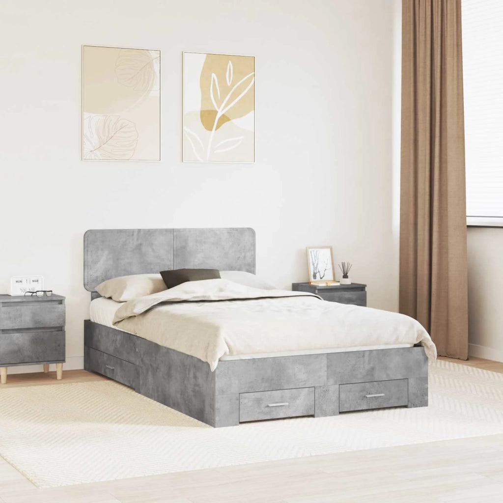 Struttura del letto con testiera Grigio cemento 135 x 190 cm