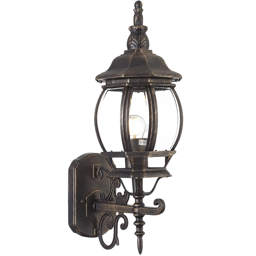 Lanterna da Giardino 22 x H 52 cm Stile Vittoriano Classico 1 x E27 Grigio e Ottone