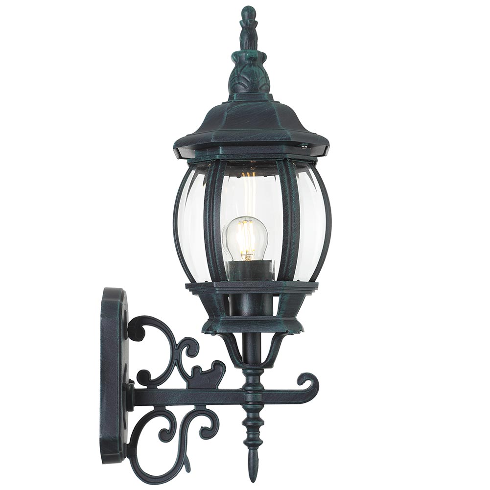 Lanterna da Giardino 22 x H 52 cm Stile Vittoriano Classico 1 x E27 Verde Bronzo