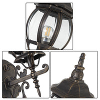 Lanterna da Giardino 22 x H 52 cm Stile Vittoriano Classico 1 x E27 Grigio e Ottone