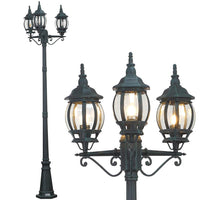 Lampione da Giardino 56x56 H 202 cm Stile Vittoriano Classico 3 x E27 Verde Bronzo
