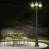 Lampione da Giardino 56x56 H 202 cm Stile Vittoriano Classico 3 x E27 Verde Bronzo