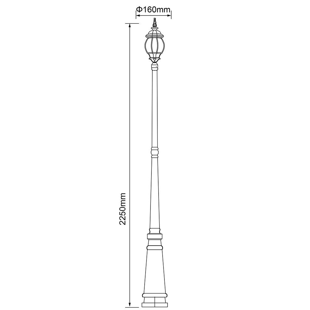 Lampione da Giardino 16x16 H 202 cm Stile Vittoriano Classico 1 x E27 Verde Bronzo