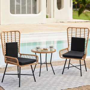 Set Tavolo e 2 Sedie da Giardino in Polyrattan Design Intrecciato da Esterno