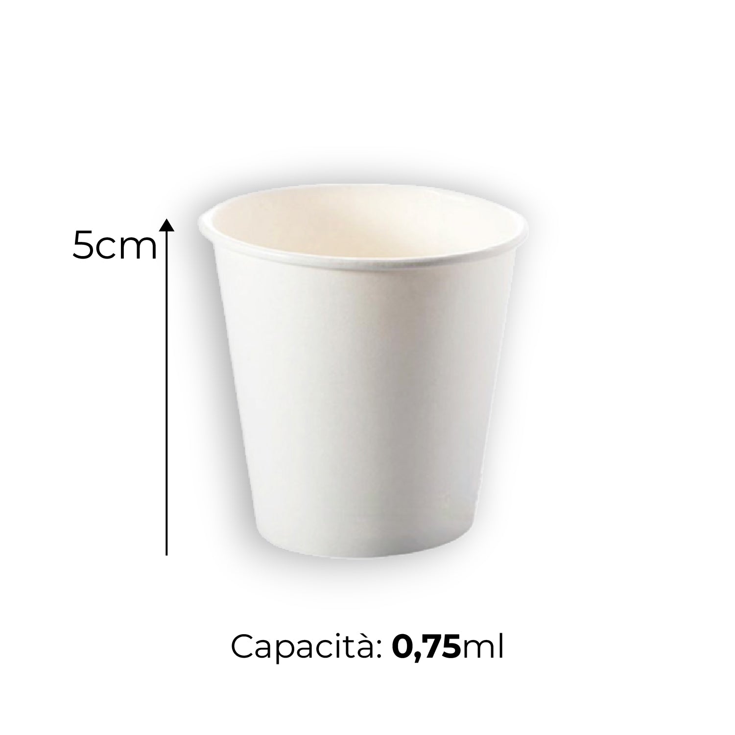 Bicchieri Caffe in Carta 75ml H. 5cm Maxi Scorta 500pz 100% Biodegradabili Bianco