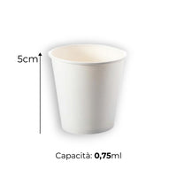 Bicchieri Caffe in Carta 75ml H. 5cm Maxi Scorta 500pz 100% Biodegradabili Bianco