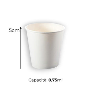 Bicchieri Caffe in Carta 75ml H. 5cm Maxi Scorta 500pz 100% Biodegradabili Bianco