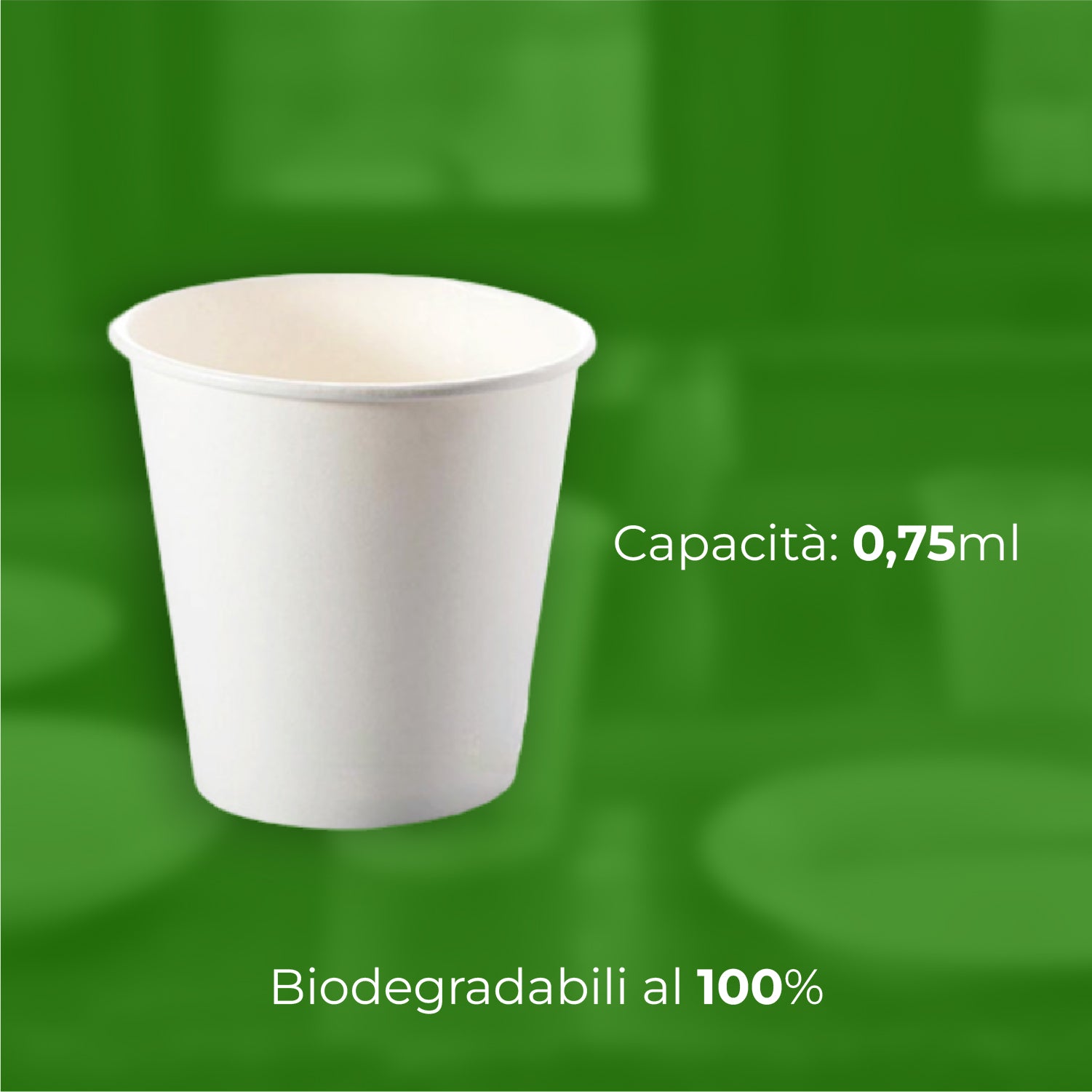 Bicchieri Caffe in Carta 75ml H. 5cm Maxi Scorta 500pz 100% Biodegradabili Bianco