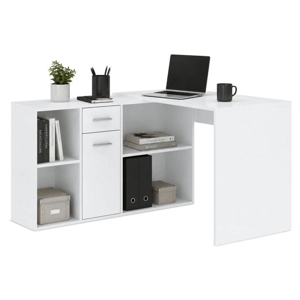 Linare, Scrivania Modulabile, 122x120x75h cm Bianco