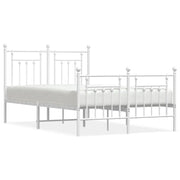 Letto matrimoniale | Letto per adulti | Giroletto con Testiera e Pediera Metallo Bianco 135x190 cm