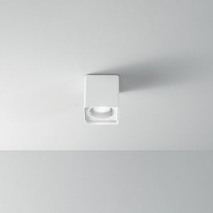 Plafoniera Moderna Brick Metallo Bianco Vetro 1 Luce Gu10