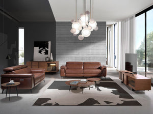 Divano relax a 3 posti in pelle marrone