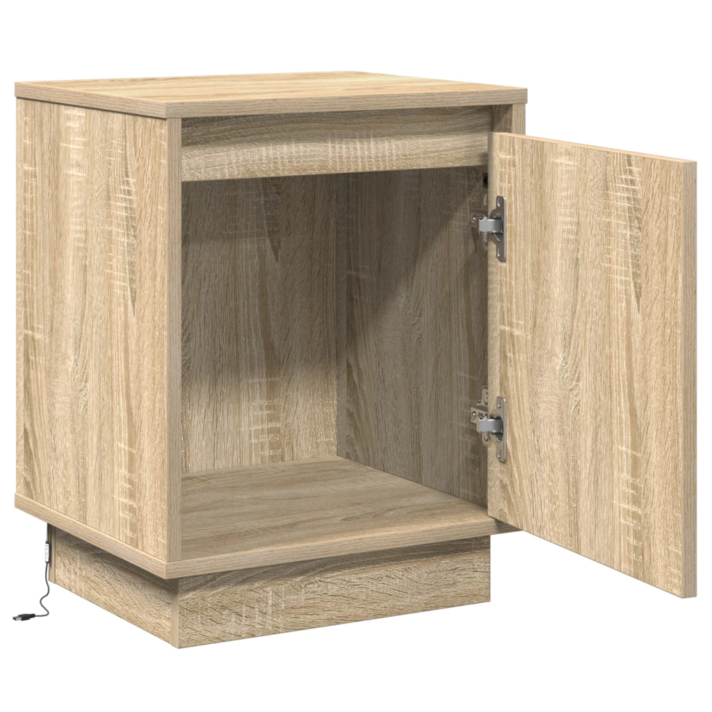 Cabinetti da Letto con Luci LED 2 pezzi Rovere Sonoma 39x34,5x50 cm