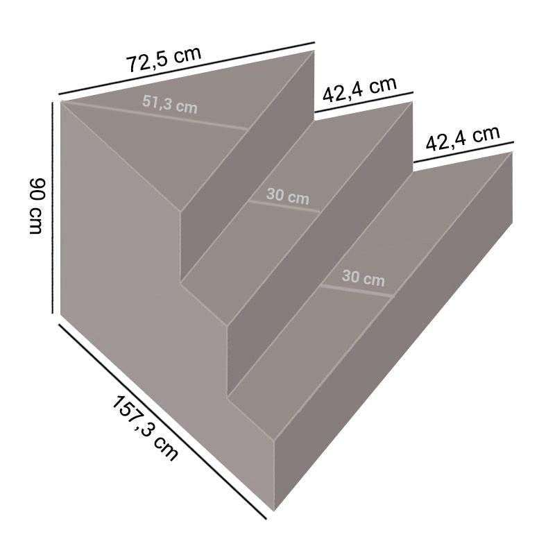 Scala Interna Pavia 1,573 X 1,573 H 0,90 M A 3 Gradini, Per Posa Sotto Liner