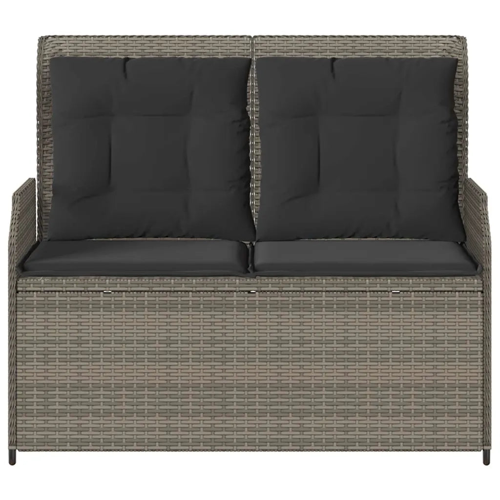 vidaXL Panchina da giardino con cuscino Grigio Poly Rattan