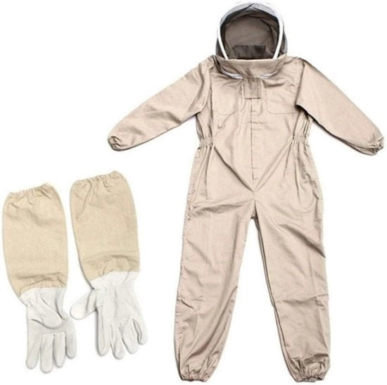 Abbigliamento per l'apicoltura professionale - Maniche per l'apicoltura - Guanti per l'apicoltura - Abbigliamento protettivo - Tessuto di cotone naturale - Cintura elastica singola - Abbigliamento protettivo per api