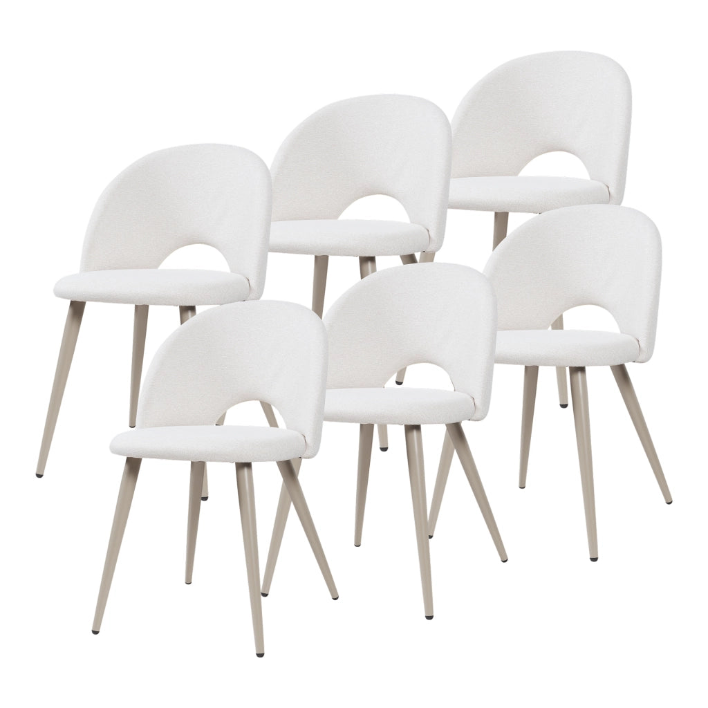 Set Karijoki di 6 Sedie Imbottite da Sala Pranzo Rivestimento in Tessuto - Beige [en.casa]
