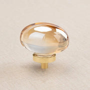 Set di 8 maniglie in vetro cristallo champagne, maniglie in vetro cristallo dorato, idonee per ante di cassetti, maniglie per mobili in ottone (ovale)