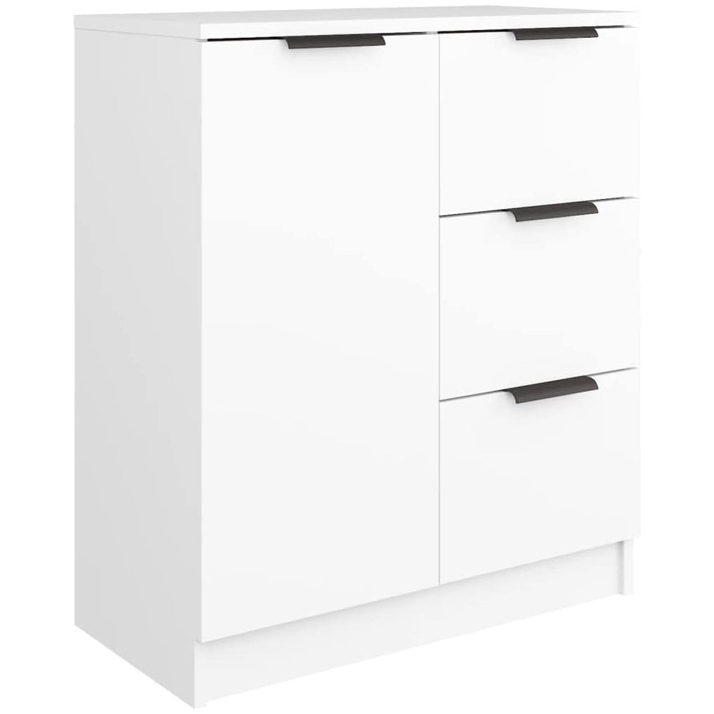 Credenza in Legno Bianco Cassettiera Consolle 1 Anta e 3 Cassetti Salvaspazio