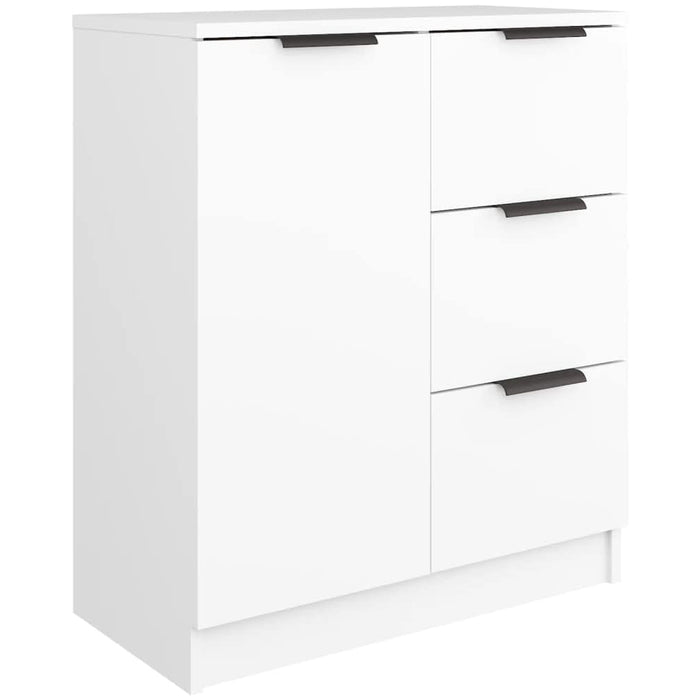 Credenza in Legno Bianco Cassettiera Consolle 1 Anta e 3 Cassetti Salvaspazio