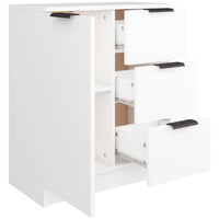 Credenza in Legno Bianco Cassettiera Consolle 1 Anta e 3 Cassetti Salvaspazio