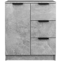 Credenza in Legno Cemento Cassettiera Consolle 1 Anta e 3 Cassetti Salvaspazio