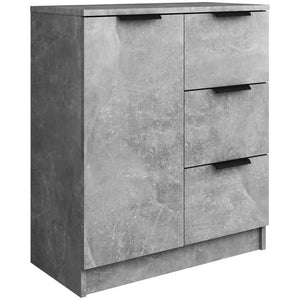 Credenza in Legno Cemento Cassettiera Consolle 1 Anta e 3 Cassetti Salvaspazio