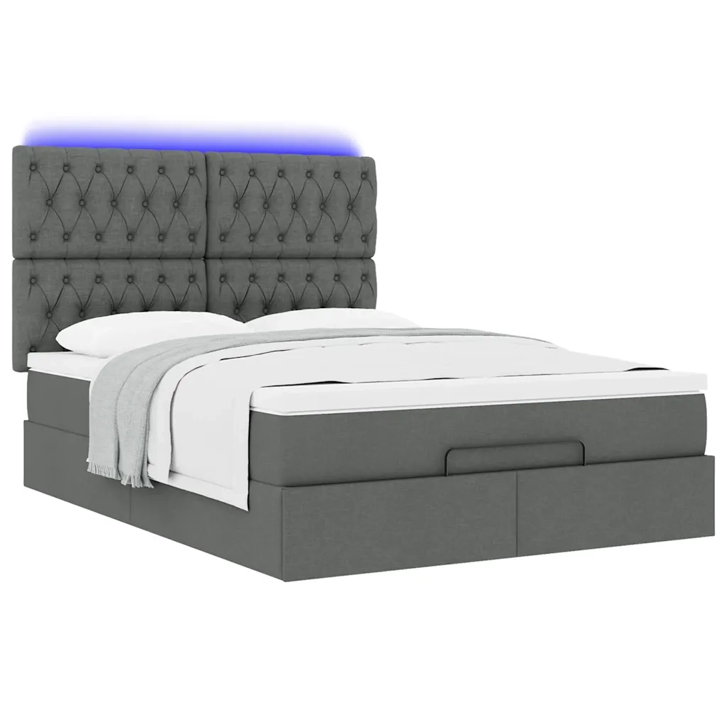 Struttura Letto Pouf con Materasso 140x190 cm in Tessuto