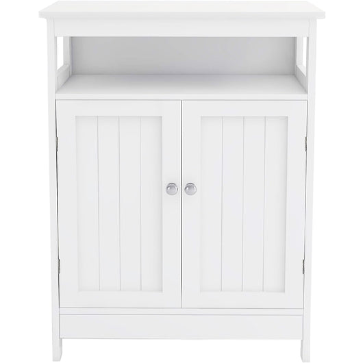 Armadietto da Bagno Soggiorno Autoportante Mobile in Legno da Terra con 2 Ante