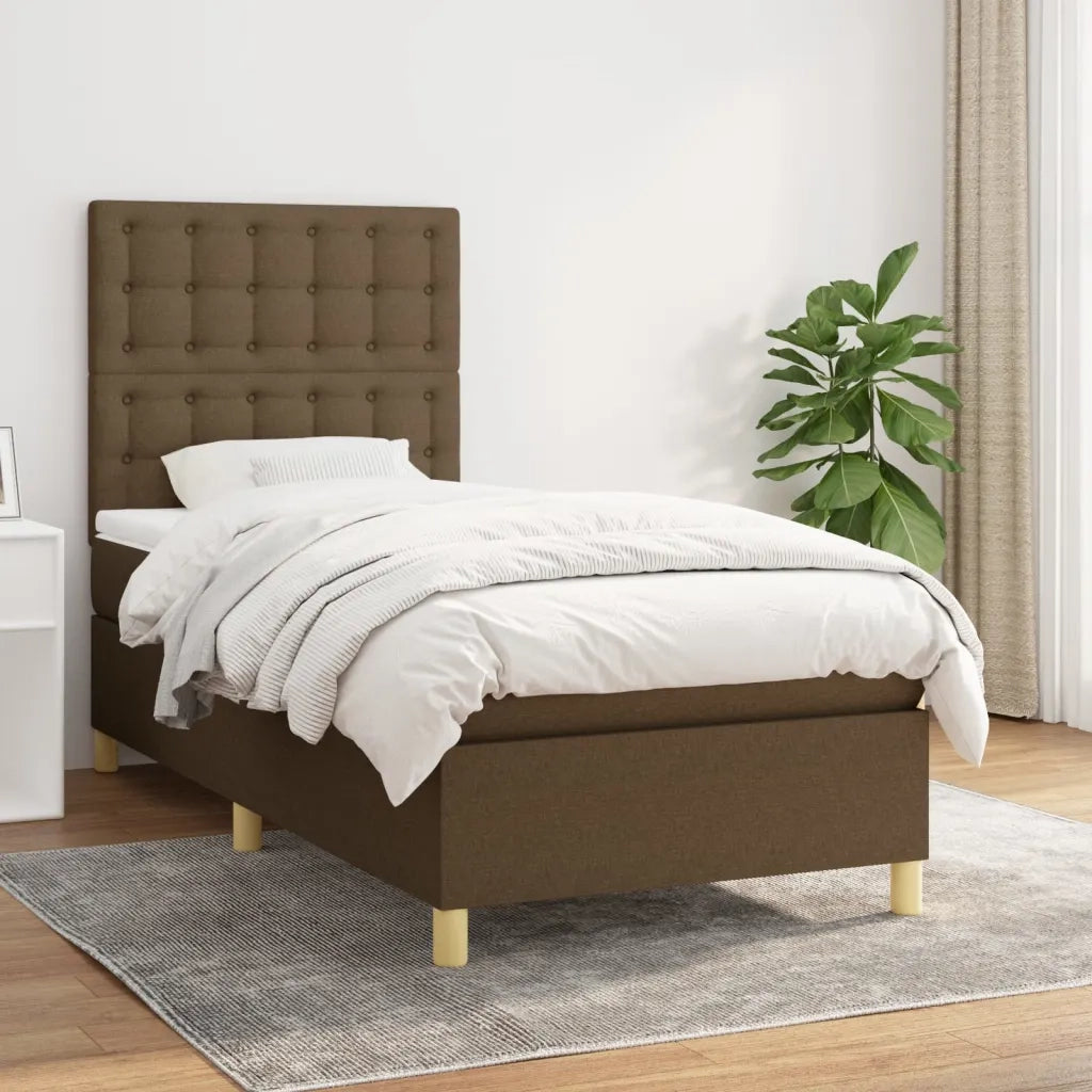 Giroletto a Molle con Materasso Marrone Scuro 80x200 cm Tessuto cod mxl 57910