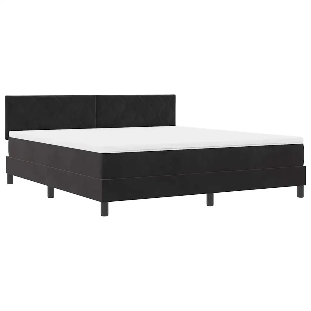 Letto a Sorgente LED con materasso Nero 180 x 200 cm Velluto 3342736