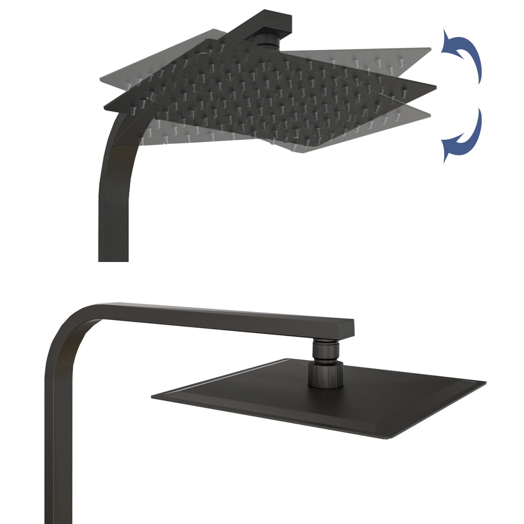 AICA ITALY Sistema Doccia Antiscottatura, Set Doccia con 20x20cm Soffione a Pioggia e 6x22cm Doccetta, Altezza Regolabile 80-120 cm Nero
