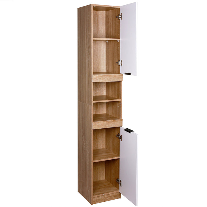Mobile a Colonna Bianco + Quercia Armadietto Salvaspazio da Bagno 32x34x188.5cm