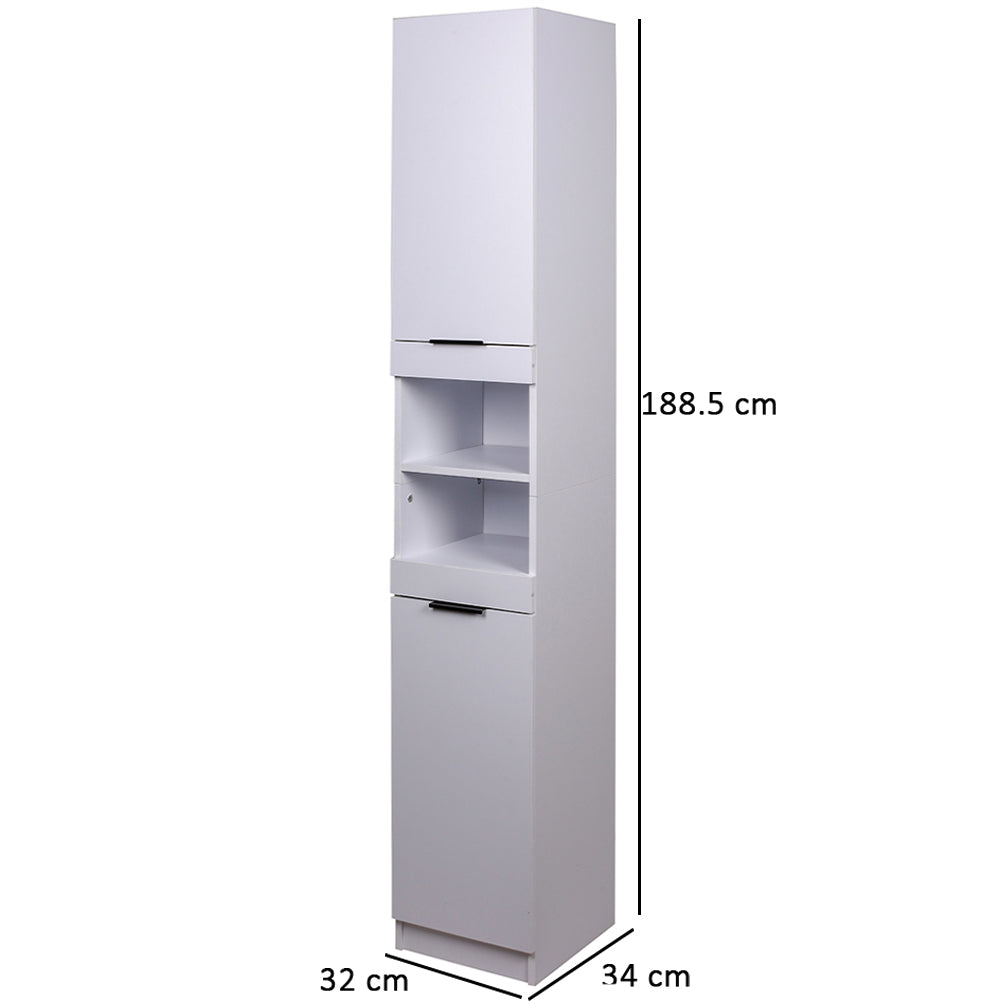 Mobile a Colonna Bianco Armadietto Salvaspazio Stretto Libreria Bagno 32x34x188cm