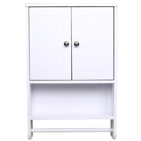 Armadietto da Bagno a Muro Bianco Pensile a Parete Cucina con Porta Asciugamani