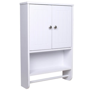 Armadietto da Bagno a Muro Bianco Pensile a Parete Cucina con Porta Asciugamani