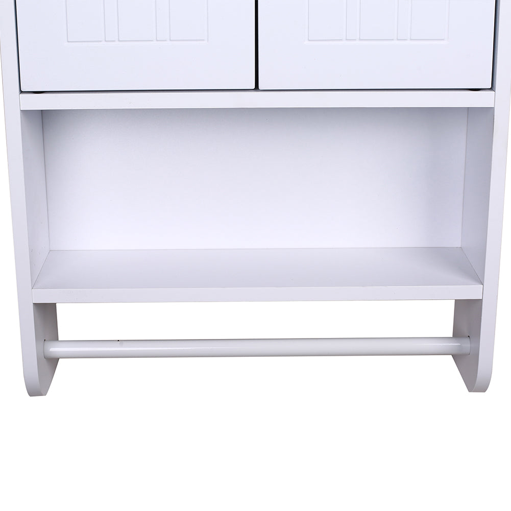 Armadietto da Bagno a Muro Bianco Pensile a Parete Cucina con Porta Asciugamani