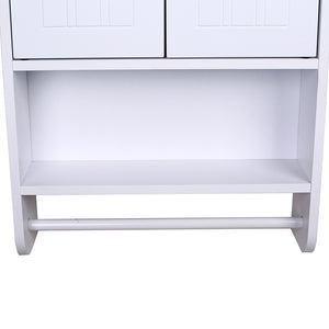 Armadietto da Bagno a Muro Bianco Pensile a Parete Cucina con Porta Asciugamani