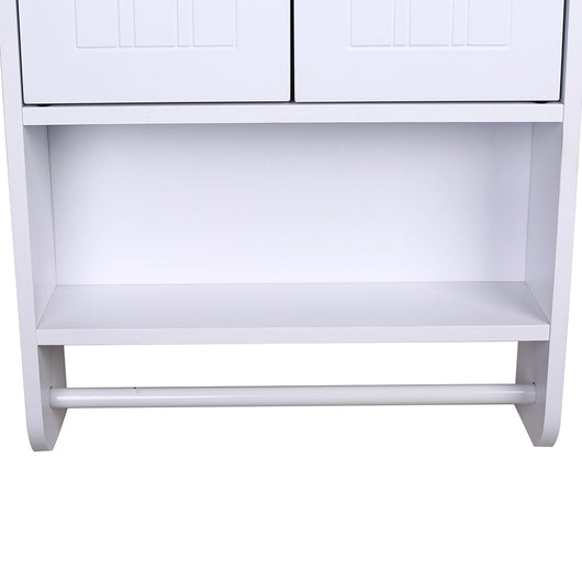 Armadietto da Bagno a Muro Bianco Pensile a Parete Cucina con Porta Asciugamani