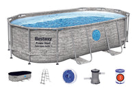 Piscina Bestway 56714 Con Oblò Swim Vista Ovale 427x250x100 cm