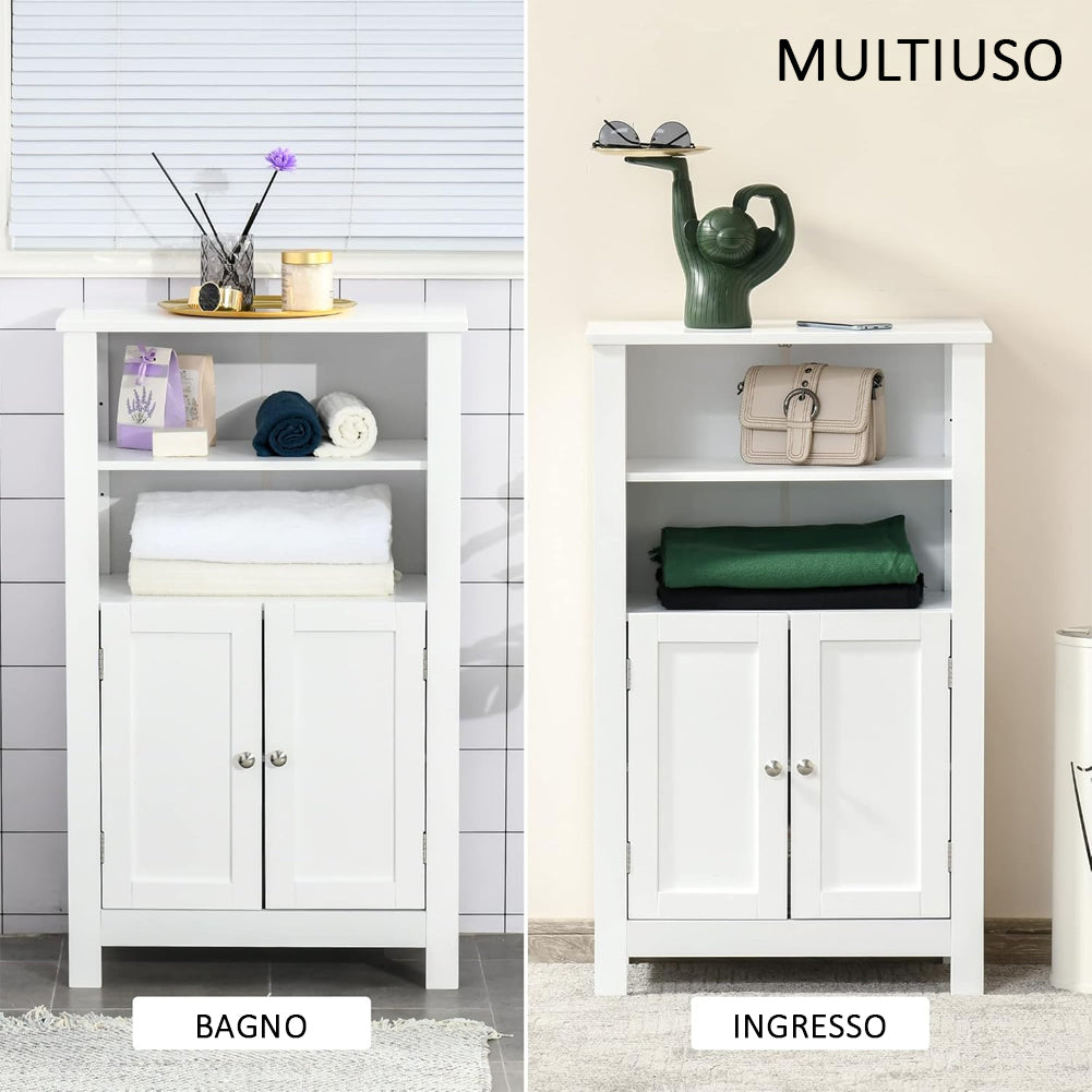 Mobile da Bagno Armadietto da Terra Autoportante Armadio con 2 Ante 50x30x92.5cm