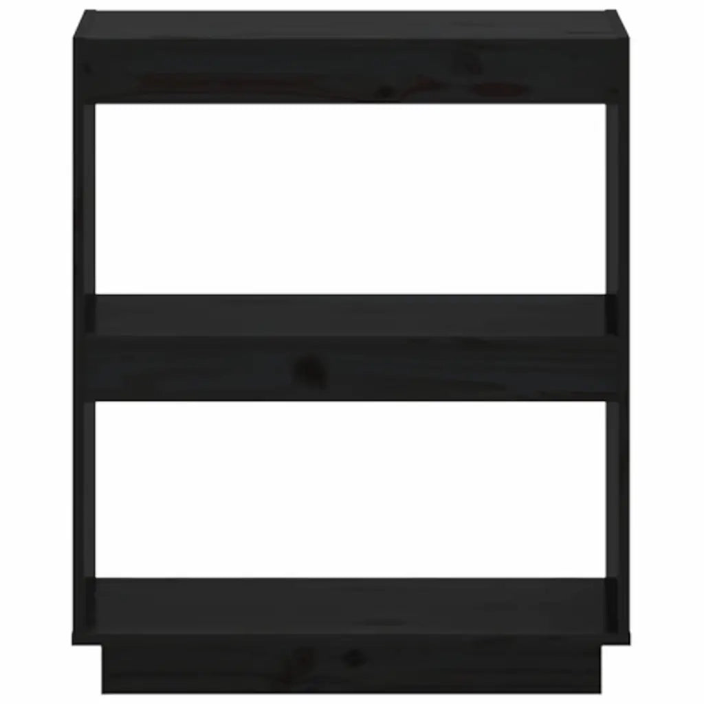 Libreria Nera 60x35x71 cm in Legno Massello di Pino 810863